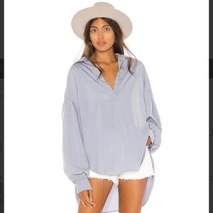 Free People We the Free Love Until Tomorrow Top Oversized Sky Blue Size Small